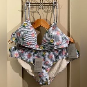 J Crew seersucker embroidered bikini